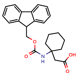 Chemical structure of (1-Fmoc-aminocyclohexyl)acetic acid , CAS 282524-98-5, AChemBlock O28867