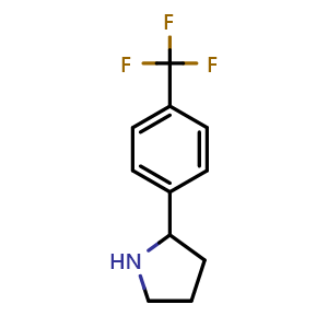 Chemical structure of 2-[4-(Trifluoromethyl)phenyl]pyrrolidine , CAS 298690-84-3, AChemBlock O28929