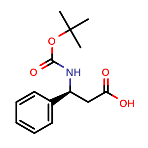 Chemical structure of Boc-(S)-3-Amino-3-phenylpropionic acid , CAS 103365-47-5, AChemBlock O28947