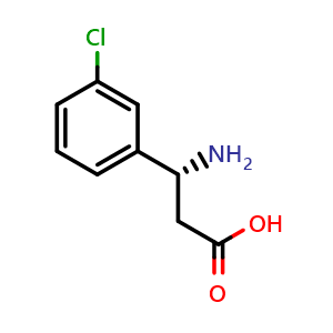 Chemical structure of (R)-3-Amino-3-(3-chlorophenyl)propionic acid , CAS 262429-49-2, AChemBlock O28952