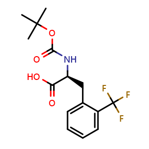 Chemical structure of Boc-2-Trifluoromethyl-L-phenylalanine , CAS 167993-21-7, AChemBlock O28954