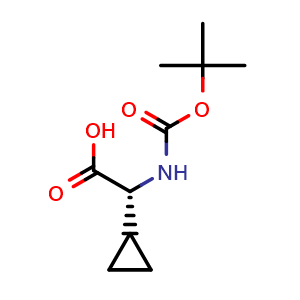 Chemical structure of Boc-(R)-2-Cyclopropylglycine , CAS 609768-49-2, AChemBlock O28955