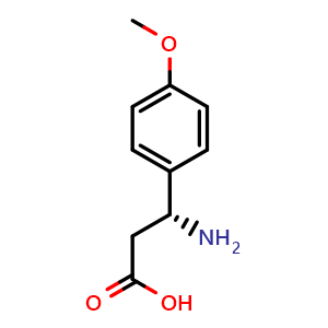 Chemical structure of (R)-3-Amino-3-(4-methoxyphenyl)propionic acid , CAS 131690-57-8, AChemBlock O28958