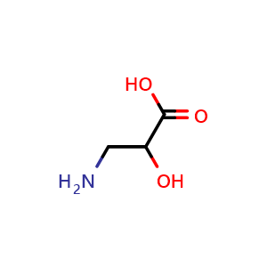 Chemical structure of 3-Amino-2-hydroxypropionic acid , CAS 565-71-9, AChemBlock O28965