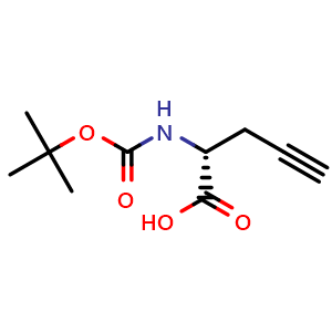 Chemical structure of Boc-(R)-2-Propargylglycine , CAS 63039-46-3, AChemBlock O28967