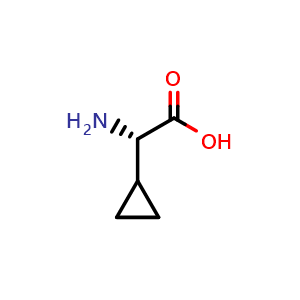 Chemical structure of (S)-2-Cyclopropylglycine , CAS 49606-99-7, AChemBlock O28968