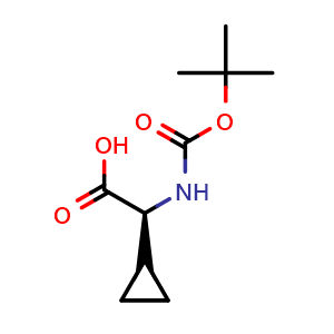 Chemical structure of Boc-(S)-2-Cyclopropylglycine , CAS 155976-13-9, AChemBlock O28979