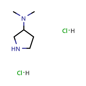 Chemical structure of 3-(Dimethylamino)pyrrolidine dihydrochloride , CAS 50534-42-4, AChemBlock O28981