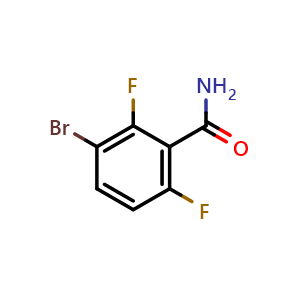 Chemical structure of 3-Bromo-2,6-difluorobenzamide , CAS 1541810-83-6, AChemBlock O29002