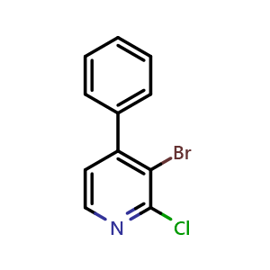 Chemical structure of 3-Bromo-4-phenyl-2-chloropyridine , CAS 1622838-93-0, AChemBlock O29003