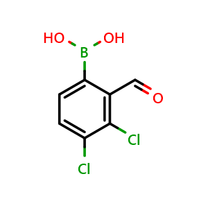 Chemical structure of 3,4-Dichloro-2-formylphenylboronic acid , CAS 2121512-56-7, AChemBlock O29017