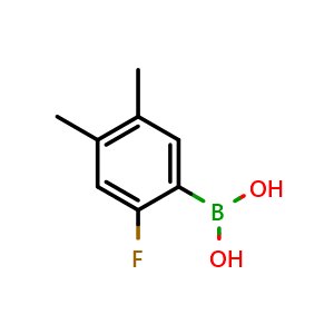 Chemical structure of 2-Fluoro-4,5-dimethylphenylboronic acid , CAS 1125394-25-3, AChemBlock O29038