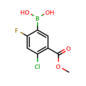 Chemical structure of 4-Chloro-2-fluoro-5-methoxycarbonylphenylboronic acid , CAS 325786-24-1, AChemBlock O29042