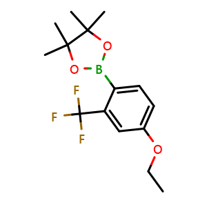 Chemical structure of 2-(4-ethoxy-2-(trifluoromethyl)phenyl)-4,4,5,5-tetramethyl-1,3,2-dioxaborolane , CAS 2121512-30-7, AChemBlock O29043