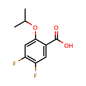 Chemical structure of 4,5-Difluoro-2-(propan-2-yloxy)benzoic acid , CAS 1782612-50-3, AChemBlock O29051