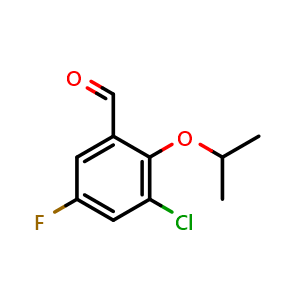 Chemical structure of 3-Chloro-5-fluoro-2-(propan-2-yloxy)benzaldehyde , CAS 1782613-64-2, AChemBlock O29052