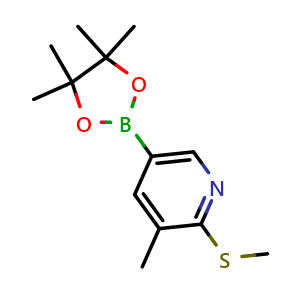 Chemical structure of 3-Methyl-2-(methylsulfanyl)-5-(tetramethyl-1,3,2-dioxaborolan-2-yl)pyridine , CAS 918350-15-9, AChemBlock O29057