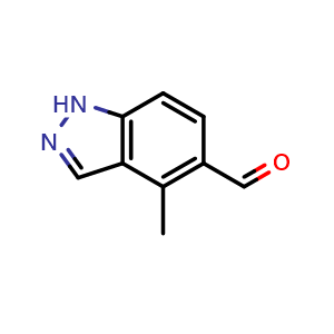 Chemical structure of 4-Methyl-1H-indazole-5-carbaldehyde , CAS 1783447-44-8, AChemBlock O29064