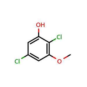 Chemical structure of 2,5-Dichloro-3-methoxyphenol , CAS 1781571-37-6, AChemBlock O29075