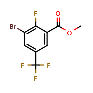 Chemical structure of Methyl 3-bromo-2-fluoro-5-(trifluoromethyl)benzoate , CAS 537658-03-0, AChemBlock O29077