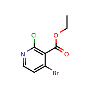 Chemical structure of Ethyl 4-bromo-2-chloronicotinate , CAS 1421621-12-6, AChemBlock O29081