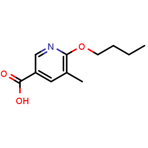 Chemical structure of 6-Butoxy-5-methylpyridine-3-carboxylic acid , CAS 2027444-93-3, AChemBlock O29087