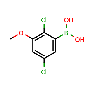 Chemical structure of 2,5-Dichloro-3-methoxyphenylboronic acid , CAS 919355-32-1, AChemBlock O29102