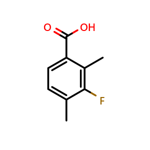 Chemical structure of 2,4-Dimethyl-3-fluorobenzoic acid , CAS 26583-81-3, AChemBlock O29103
