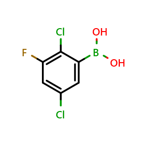 Chemical structure of 2,5-Dichloro-3-fluorophenylboronic acid , CAS 2121511-41-7, AChemBlock O29109