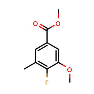 Chemical structure of 4-Fluoro-3-methoxy-5-methylbenzoic acid methyl ester , CAS 950525-97-0, AChemBlock O29121