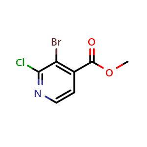 Chemical structure of Methyl 3-bromo-2-chloropyridine-4-carboxylate , CAS 1214385-62-2, AChemBlock O29131