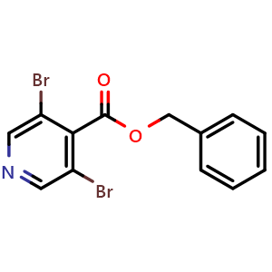Chemical structure of Phenylmethyl 3,5--dibromopyridine-4-carboxylate , CAS 2121512-31-8, AChemBlock O29137