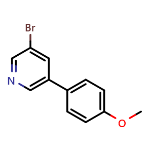 Chemical structure of 3-Bromo-5-(4-methoxyphenyl)pyridine , CAS 452972-07-5, AChemBlock O29146