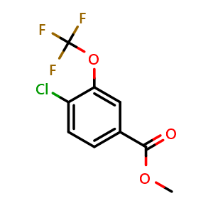 Chemical structure of Methyl 4-chloro-3-(trifluoromethoxy)benzoate , CAS 1261444-00-1, AChemBlock O29151