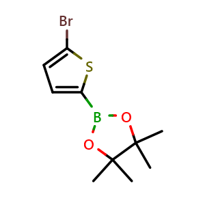 Chemical structure of 1,3,2-DIOXABOROLANE,2-(5-BROMO-2-THIENYL)-4,4,5,5-TETRAMETHYL- , CAS 676501-84-1, AChemBlock O29212