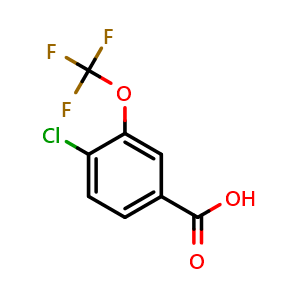 Chemical structure of 4-Chloro-3-(trifluoromethoxy)benzoic acid , CAS 886500-50-1, AChemBlock O29225