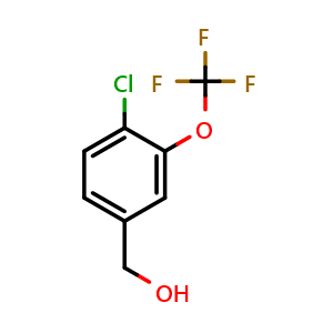 Chemical structure of 4-Chloro-3-(trifluoromethoxy)benzyl alcohol , CAS 886500-89-6, AChemBlock O29237