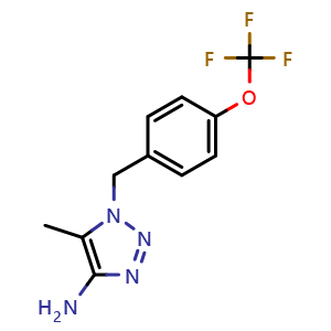 Chemical structure of 1-(4-(trifluoromethoxy)benzyl)-5-methyl-1H-1,2,3-triazol-4-amine , CAS 1511177-48-2, AChemBlock O29253