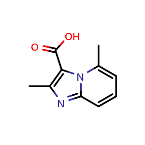 Chemical structure of 2,5-dimethylH-imidazo[1,2-a]pyridine-3-carboxylic acid , CAS 81438-50-8, AChemBlock O29268