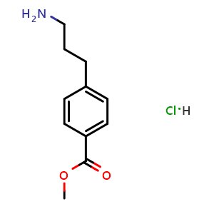 Chemical structure of methyl 4-(3-aminopropyl)benzoate hydrochloride , CAS 74733-37-2, AChemBlock O29273