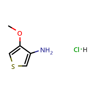 Chemical structure of 4-methoxythiophen-3-amine hydrochloride , CAS 1416714-13-0, AChemBlock O29276