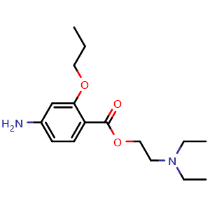 Chemical structure of 2-(diethylamino)ethyl 4-amino-2-propoxybenzoate , CAS 86-43-1, AChemBlock O29308