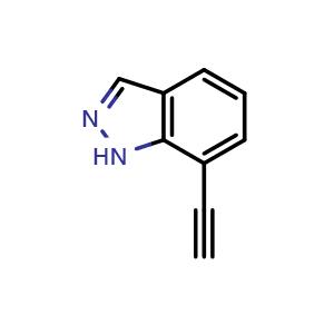Chemical structure of 7-ethynyl-1H-indazole , CAS 945761-99-9, AChemBlock O29334