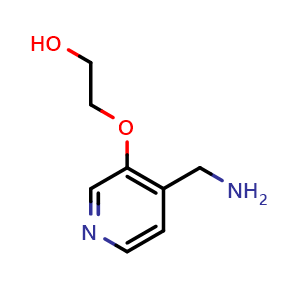 Chemical structure of 2-(4-(aminomethyl)pyridin-3-yloxy)ethanol , CAS 1537804-78-6, AChemBlock O29356