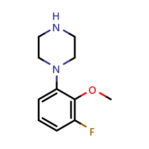 Chemical structure of 1-(3-fluoro-2-methoxyphenyl)piperazine , CAS 1121613-46-4, AChemBlock O29358