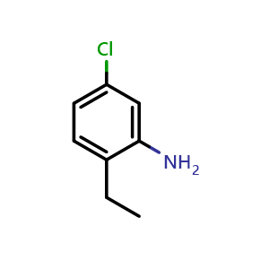 Chemical structure of 5-chloro-2-ethylbenzenamine , CAS 3843-97-8, AChemBlock O29377