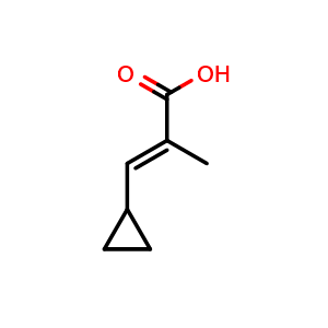 Chemical structure of (E)-3-cyclopropyl-2-methylacrylic acid , CAS 773112-21-3, AChemBlock O29378