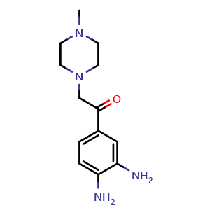Chemical structure of 1-(3,4-diaminophenyl)-2-(4-methylpiperazin-1-yl)ethanone , CAS 1216170-43-2, AChemBlock O29390