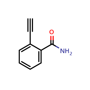 Chemical structure of 2-ethynylbenzamide , CAS 1207252-50-3, AChemBlock O29403