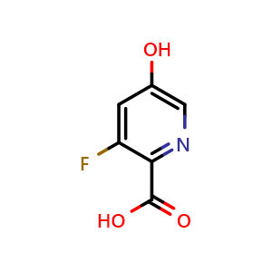 Chemical structure of 3-fluoro-5-hydroxypyridine-2-carboxylic acid , CAS 1256806-53-7, AChemBlock O29407